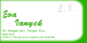 eva vanyek business card